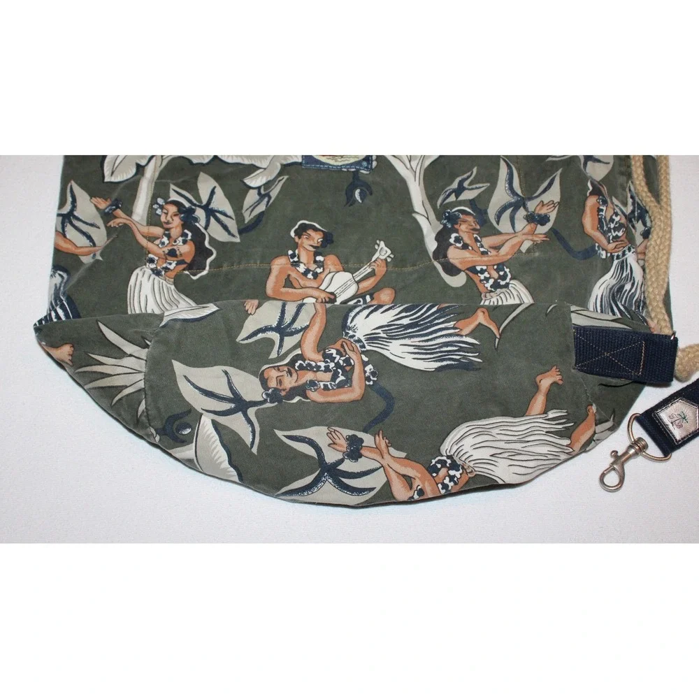 Tommy Bahama drawstring sling bucket backpack green Hawaiian hula girls tropical